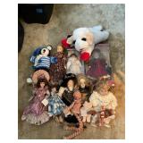 Assorted dolls and stuff animals