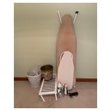 Ironing boards, trash cans