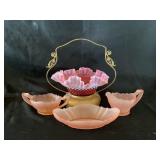 Fenton Hobnob candy dish, assorted glass