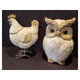 Owl and chicken decor