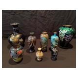8 - Brass/ceramic vases