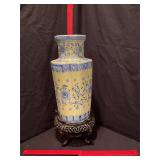 Large blue and yellow vase