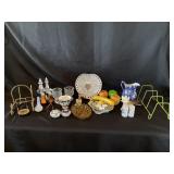 Assorted home decor pieces and china