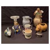 Assorted pottery home decor, novelty pieces