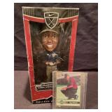 Tiger Woods bobble head, legends sports card