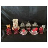 Assorted candles and candles holders