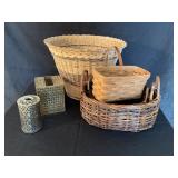 Assorted basket and bathroom decor
