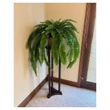 Plant stand with artificial fern