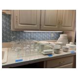 Mid winter stoneware, white dishes, glasses