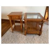 Glass top end table & wood table