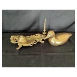 Vintage Brass ornate Inkwell, Brass duck