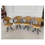4-Leather swivel rot iron chairs