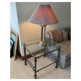 Glass end table with lamp