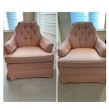 Pair of Key City swivel chairs, arm caps