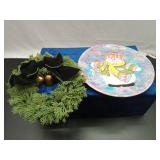 Snowman Plate & Small Christmas Wreath