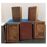 5 School books from late 1800s to early 1900