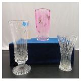 3 Crystal Vases
