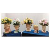 Set of 5 Vintage Napcoware Lady Head vases