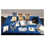 12 Silver Rings, Cross Necklace, Charm Bracelet