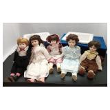 5 Vintage style porcelain dolls