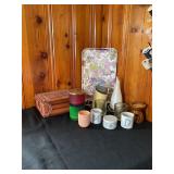 Tray, candles, incense