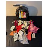 Vintage Barbie case, Barbie dill, clothes