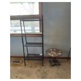 Shelf and marble top round table