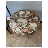 Shelf and marble top round table