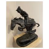 Native American on horse bronze statue