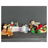 Large lot of stuffed animals and bottle warmer