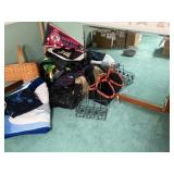 Bags, mirror, and assorted items