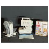 Janome My Lock 134D, vacuum, and cookie press