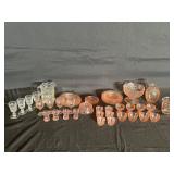 Miniature pink depression glass set