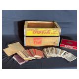 Antique crates and postcards