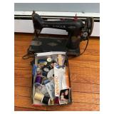 Sewing supplies and Vtg Singer sewing Machine
