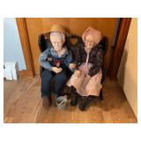 Grandma and grandpa dolls with bench