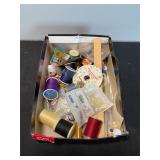 Sewing supplies and Vtg Singer sewing Machine