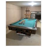 Pool table, balls, sticks