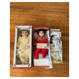 3-Assorted porcelain dolls-in boxes