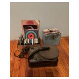 VTG record player and 45's , cassettes