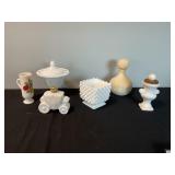 Indiana Milk Glass, Fenton planter, misc.pieces