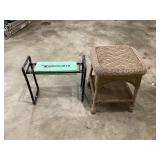 Wicker end table/Yard smith bench