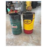 4 Old oil cans used as trash cans