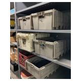 Six totes of hoses ends