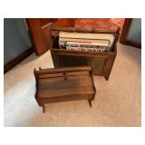 Vtg magazine rack with books