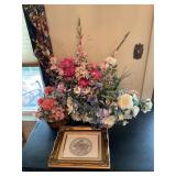 Artificial flowers and picture