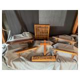 Wood shelves and trinket display