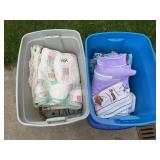 Assorted blankets and sheets, quilt