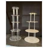 Vtg wedding cake stands, plates and Pillars