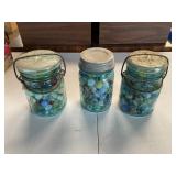 Vtg jars with marbles